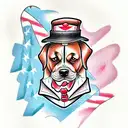 dog mr grumpy style tattoo design idea