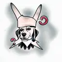 dog mr grumpy style tattoo design idea