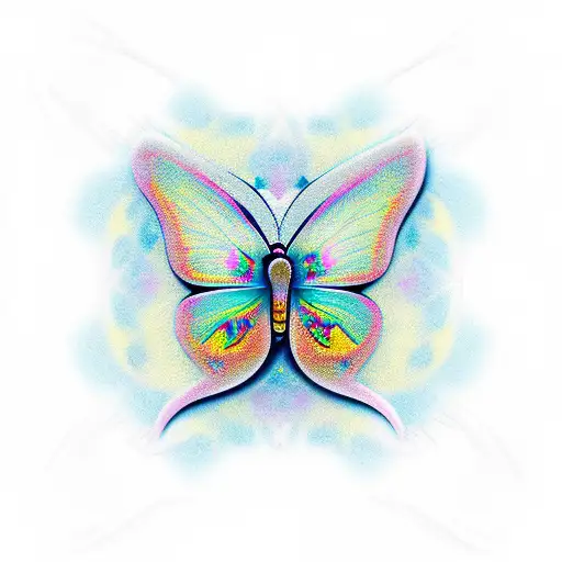 mariposa azul repitiéndose y convirtiéndose en humana tattoo design idea