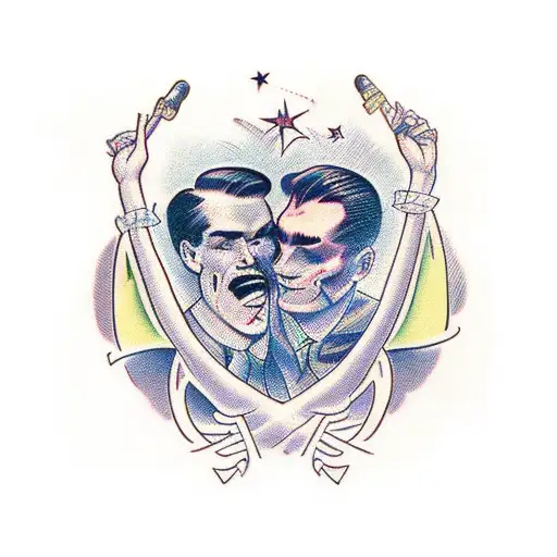 two men on opposite sides of a line, one is insane, the other is a genius tattoo design idea