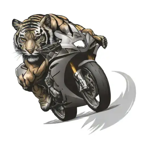 a tiger riding on a yamaha r1 tattoo design idea