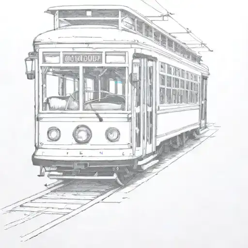simple side view of new orleans streetcar tattoo stencil tattoo design idea