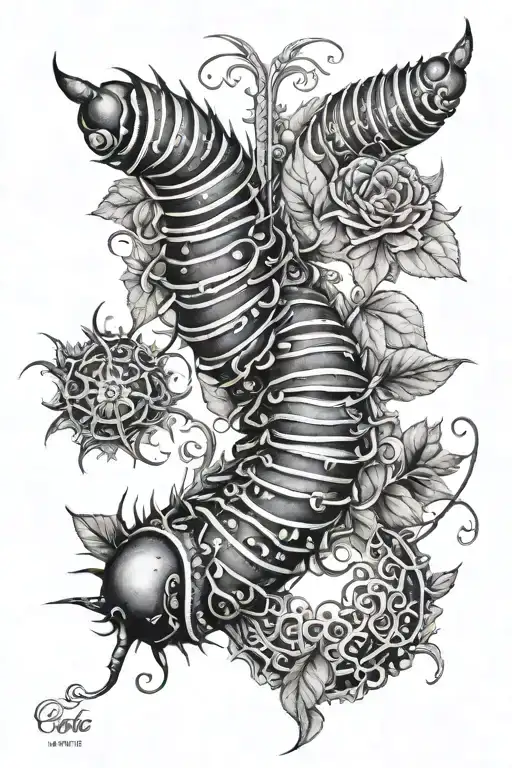 create me caterpillar transforming tattoo design idea