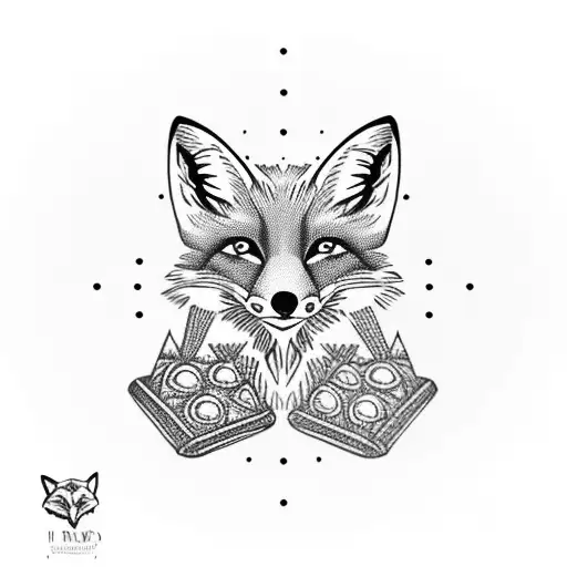 fired fox in a shape of icecream in a waffle cone tattoo design idea