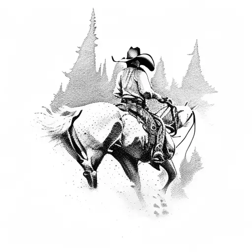 western cowboy on horse  tattoo design idea