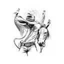 western cowboy on horse  tattoo design idea