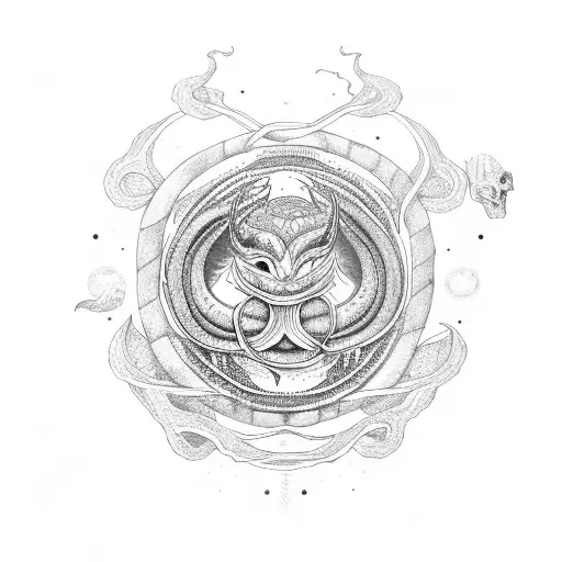 ouroboros with soul seal in middle tattoo design idea