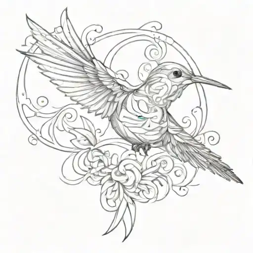 hummingbird with cancer ribbon intertwined infinity symbols tattoo design idea