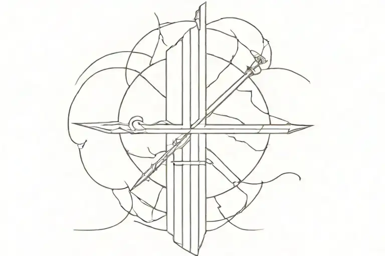 Broken double edge sword tattoo design idea