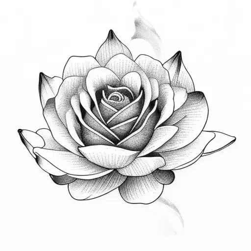 rose with waterlily and chrysanthemum and iris  tattoo design idea