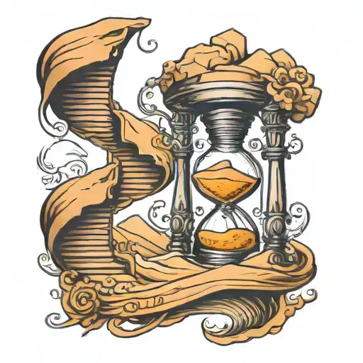 hour glass with sand spiral staircase tattoo design idea