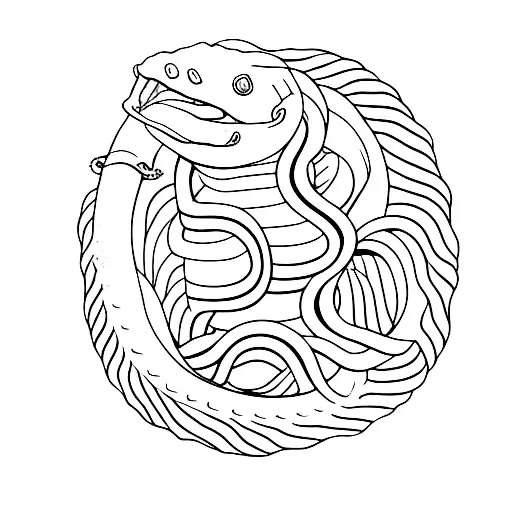 moray eel eating its tail ouroboros style tattoo design idea