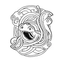 moray eel eating its tail ouroboros style tattoo design idea