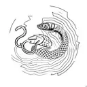 moray eel eating its tail ouroboros style tattoo design idea