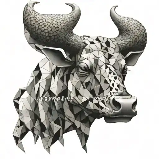 Incorporate the Spanish Bull Run into a geometric tattoo design inspired by mechanical engineering tattoo design idea