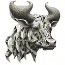 Incorporate the Spanish Bull Run into a geometric tattoo design inspired by mechanical engineering tattoo design idea