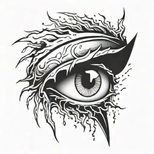 eye crying lightning bolt tattoo design idea