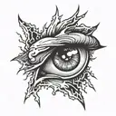eye crying lightning bolt tattoo design idea