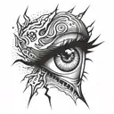 eye crying lightning bolt tattoo design idea