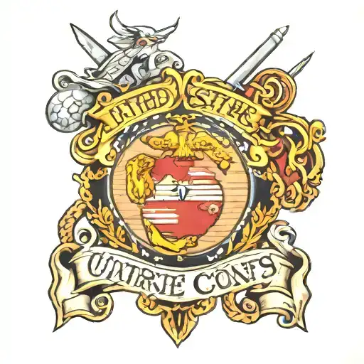 United States Marine Corp wood worked tattoo design idea