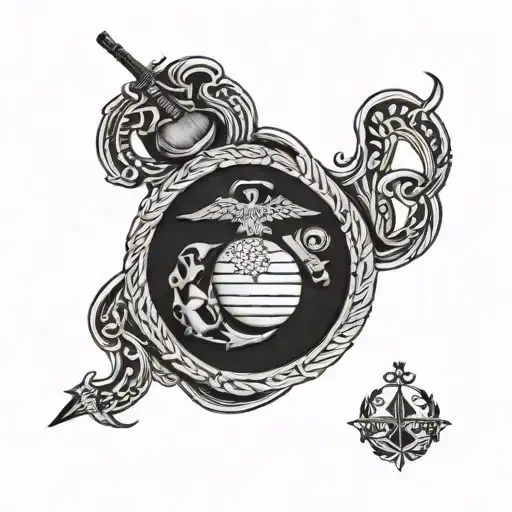 Wood carved USMC tattoo design idea