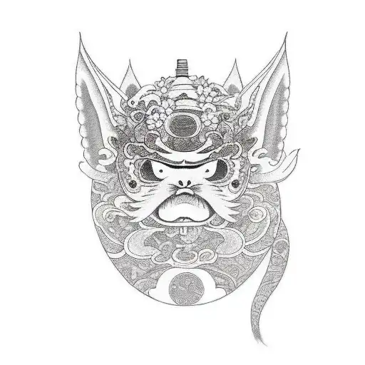 Japanese temple and geishas tattoo design idea