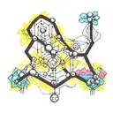 lsd chemical structure with trippy scenery tattoo tattoo design idea