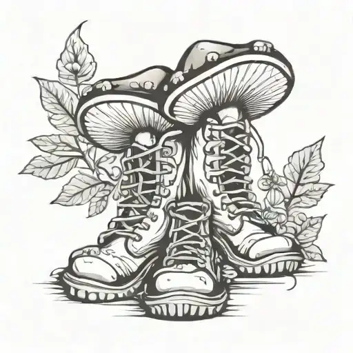 mushroom boots tattoo design idea