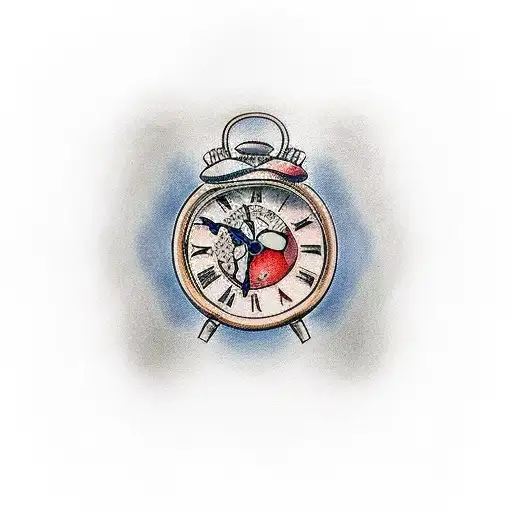 A traditional style tattoo featuring a child and a clock, symbolizing the timeless bond between a father and child tattoo design idea