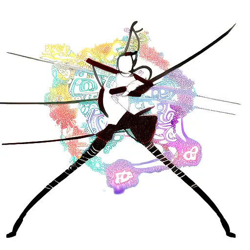 Musical notes forming the shape of a katana sword tattoo design idea