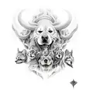 Ades with Cerberus in hell tattoo design idea