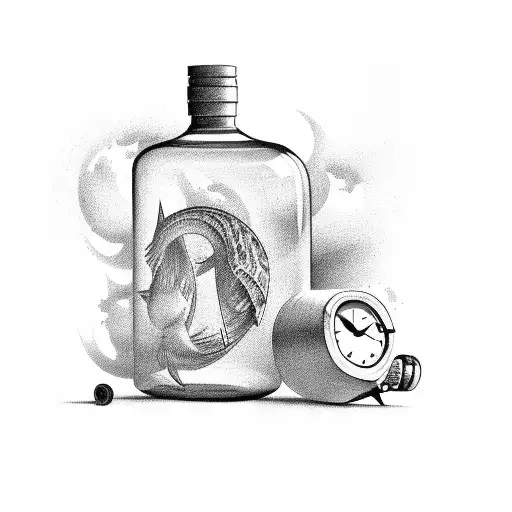 song time in a bottle tattoo design idea