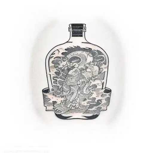 Traditional Tattoo with Bottle Design