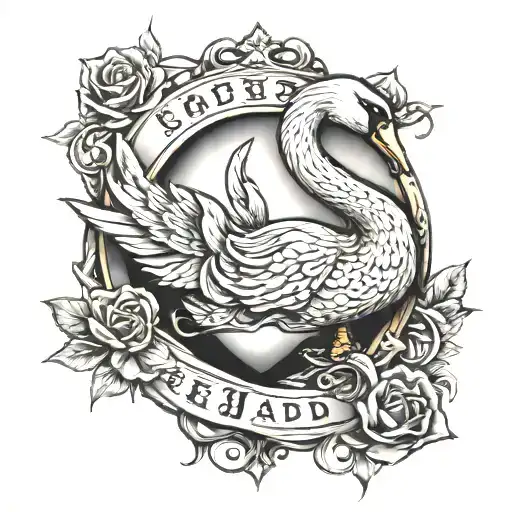 a swan stabed in the heart with a sword tattoo tattoo design idea