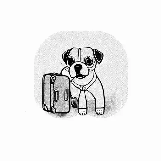 A dog with a suitcase, ready to embark on a new adventure tattoo design idea