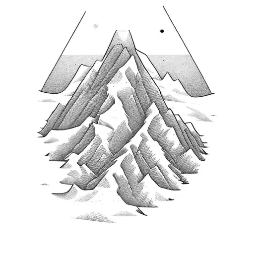 A stack of books forming a mountain range, with a winding road leading towards it tattoo design idea