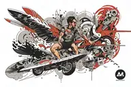 Eric Rafael leao standing low surfing tattoo design idea