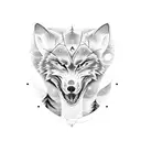 pine trees moon wolf  tattoo design idea