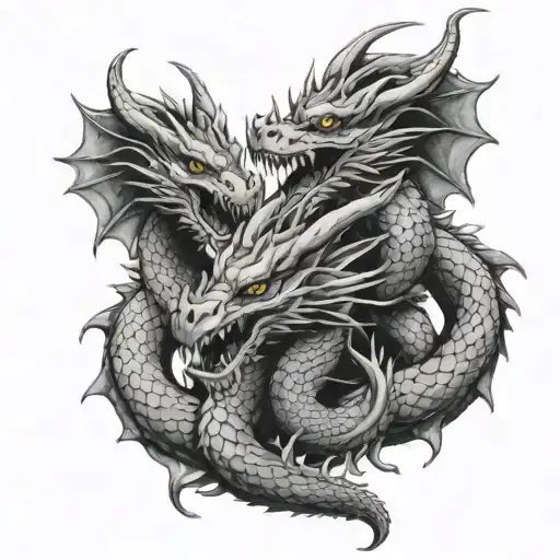 three headed dragon tattoo tattoo design idea