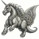 unicorn riding a dinosaur tattoo design idea