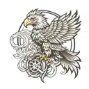 eagle and lion Veteran Firefighter  tattoo design idea