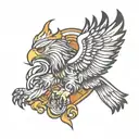 eagle and lion Veteran Firefighter  tattoo design idea