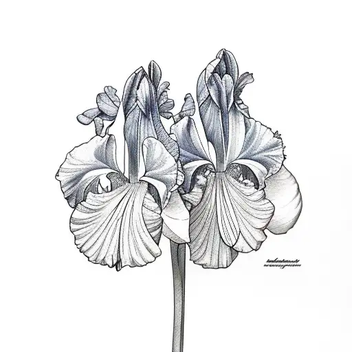 blue columbine and iris tattoo design idea