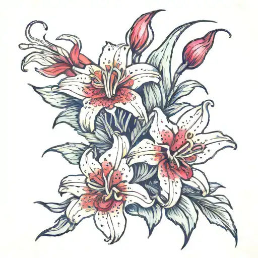 spider lily and orquidea  tattoo design idea