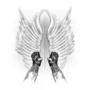 Angel wings with baby feet tattoo design idea