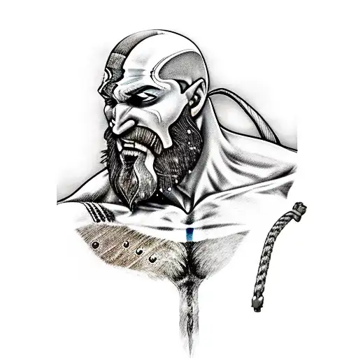 Kratos from the game god of war tattoo design idea