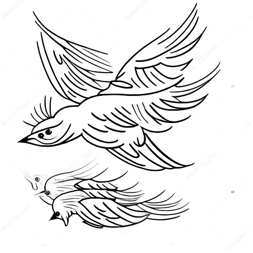Flock of birds flying that can be put on abdomen tattoo design idea