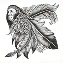 THe Name Jennifer with a native american related feather on it tattoo design idea