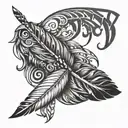 THe Name Jennifer with a native american related feather on it tattoo design idea