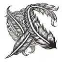 THe Name Jennifer with a native american related feather on it tattoo design idea